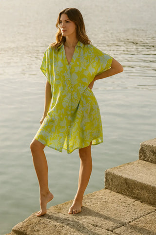 OMERALA SHACKET PURE NATURAL LINEN LEAFY SERENITY DRESS P C Crafts