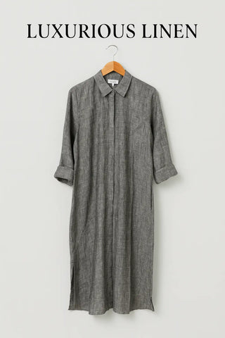 SHENNA SHIRT PURE NATURAL LINEN SOLID COLOR DRESS P C Crafts