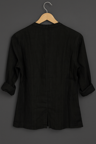Sophia Black Pure Natural Linen Jacket & Matching Pant Co-Ord Set | FABULOUS! Linen
