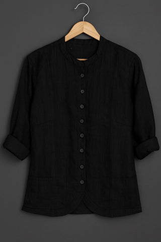 Sophia Black Pure Natural Linen Jacket & Matching Pant Co-Ord Set | FABULOUS! Linen