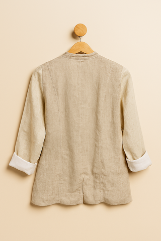 SOPHIA Sand Beige Pure Linen Jacket for Women | FABULOUS!