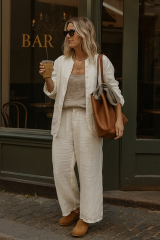 SOPHIA White Pure Natural Linen Jacket &amp; Pant Co-Ord Set | FABULOUS! Linen