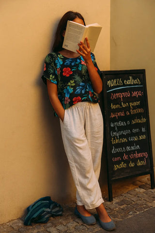 NEO  PURE NATURAL LINEN TROPICAFLORAL OASIS TUNIC P C Crafts