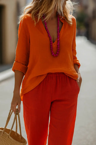 Lucia Pure Natural Linen Co-ord Set P C Crafts