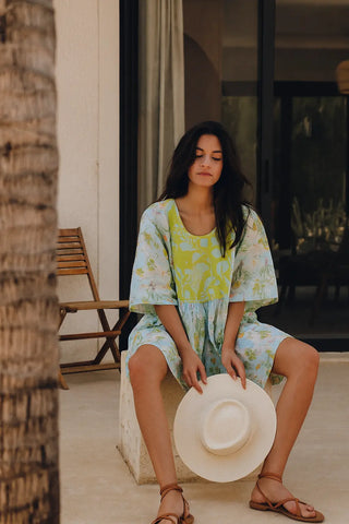 PALMA PURE NATURAL LINEN FLUTTERING BLOOMS DRESS P C Crafts