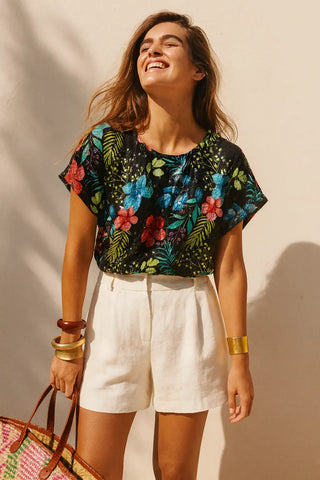 NEO  PURE NATURAL LINEN TROPICAFLORAL OASIS TUNIC P C Crafts