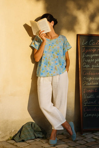 NEO PURE NATURAL LINEN FLUTTERING BLOOMS TUNIC P C Crafts