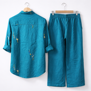 ALICE PREMIUM LINEN BLEND CLASSIC EMBROIDERED SHIRT