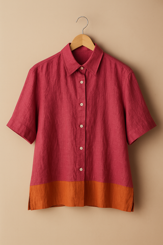 TESSERE Fuchsia Sunset Pure Natural Linen Shirt
