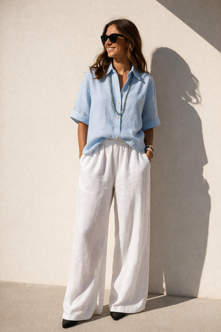 TESSERE Sky Blue Linen Shirt – Quiet Luxury, Effortless Ease