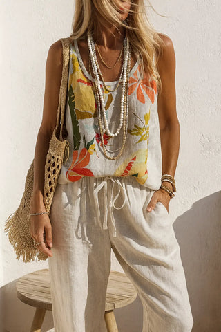 SERA PURE NATURAL LINEN TROPICANA BLOOM TANK TOP P C Crafts