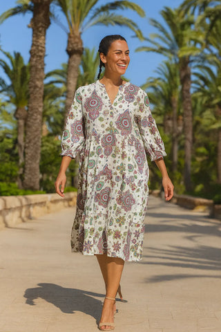 DORA PURE NATURAL LINEN VIVID ORNAMENTS DRESS P C Crafts