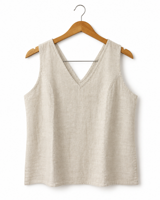 SARALA Natural Beige Linen Tank Top for Women | FABULOUS! Linen