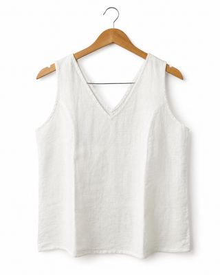 SARALA White Premium Linen Tank Top for Women | FABULOUS! Linen