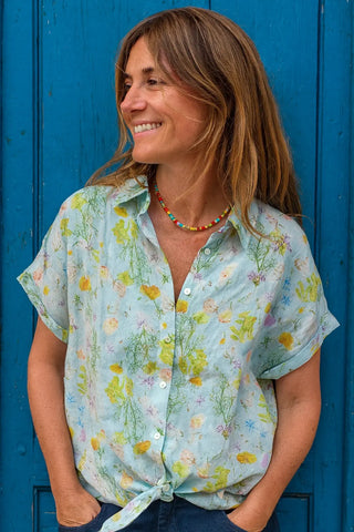 IVY PURE NATURAL LINEN FLUTTERING BLOOMS  SHIRT P C Crafts