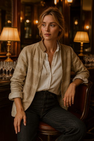 ISABELLA REVERSIBLE LUXE PURE LINEN JACKET – EFFORTLESS TWO WAY STYLE P C Crafts