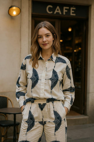 Crane Bird Premium Linen Blend Co-Ord Set