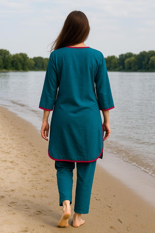 Teal Linen Blend Co-Ord Set