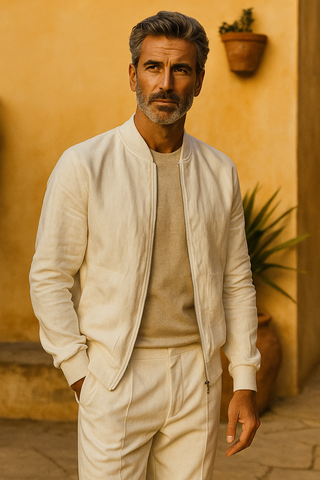 RIVIERO Linen Jacket. Understated. Refined. Unmistakably luxurious — The RIVIERO Linen Jacket defines modern quiet luxury for men. - FABULOUS! Linen by P C Crafts