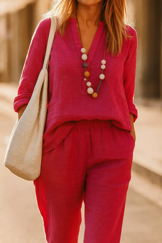 Lucia Pure Natural Linen SOLID COLOR SHIRT P C Crafts