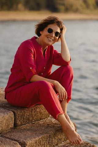 Lucia Pure Natural Linen SOLID COLOR SHIRT P C Crafts