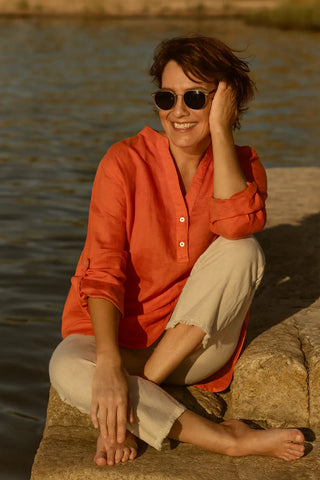 Lucia Pure Natural Linen SOLID COLOR SHIRT P C Crafts