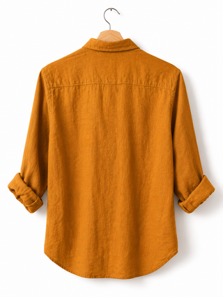 ALICE Mustard Linen Shirt for Women | Premium Pure Linen Classic Shirt | FABULOUS! Linen