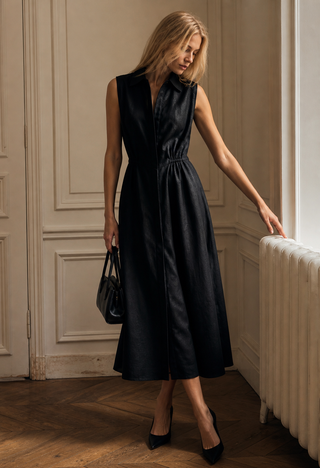 ANA Premium Linen Dress – Black | Elegant Sleeveless Linen Dress for Women | FABULOUS! Linen