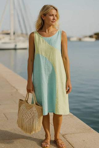 LUNINA PURE NATURAL LINEN  SLEEVELESS DRESS P C Crafts