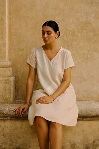 ARIA PURE NATURAL LINEN SLEEVE DRESS P C Crafts