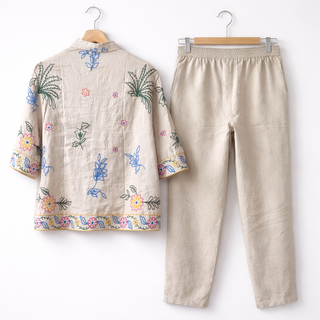 MEDITERRANEAN PREMIUM LINEN BLEND CLASSIC EMBROIDERED SHIRT