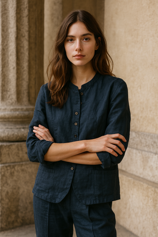 SOPHIA PURE LINEN FULL SLEEVE JACKET P C Crafts