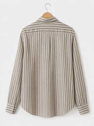 Riviera Men Sand & Indigo Striped Linen Shirt | Premium Washed & Pre-Shrunk Pure Linen Shirt for Men | FABULOUS! Linen