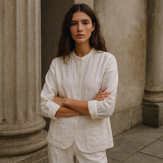 Sophia Full Sleeve Pure Linen Jacket P C Crafts